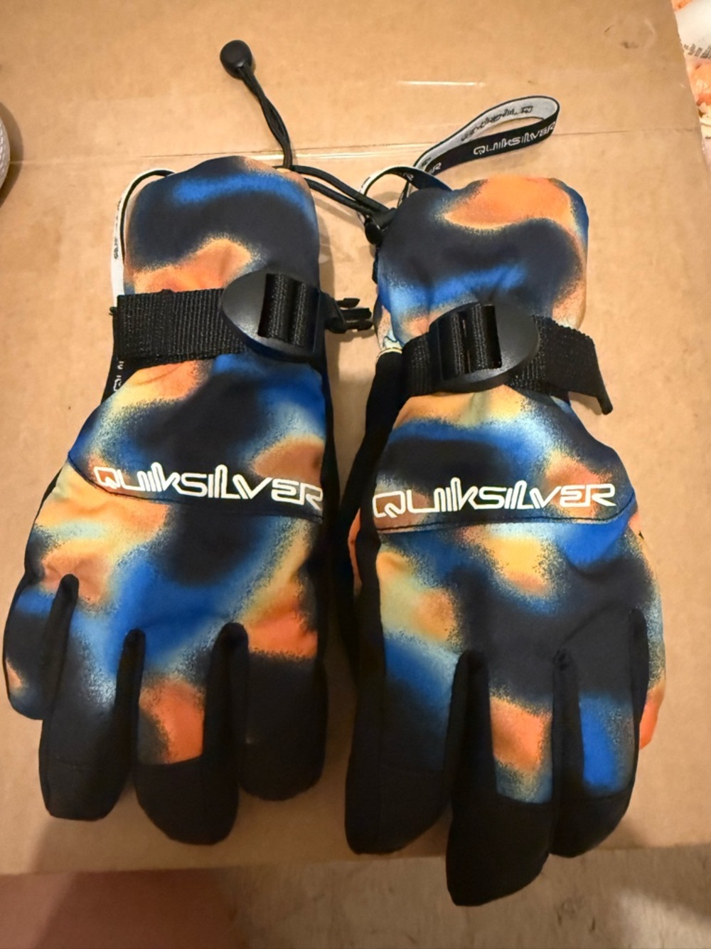 Quiksilver Blue & Orange Splash Ski Gloves